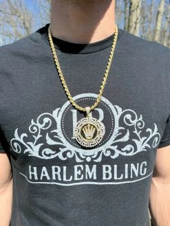 Iced Moissanite Crown Medallion Pendant Necklace Gold / Silver Pass Diamond Test 18 Iced Moissanite Crown Medallion Pendant Necklace Gold / Silver Pass Diamond Test -Harlem Bling Shop iced moissanite crown medallion pendant necklace gold silver pass diamond test 60501.1664357192