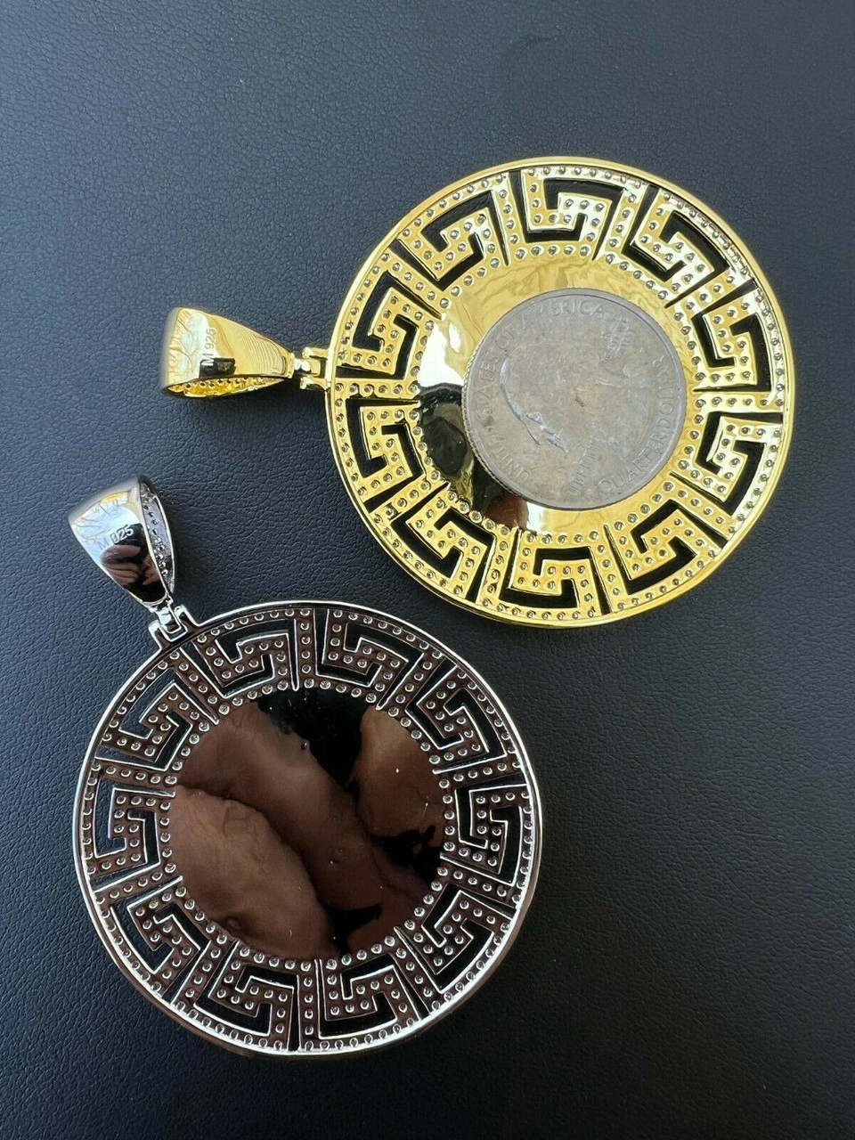 Iced Moissanite Crown Medallion Pendant Necklace Gold / Silver Pass Diamond Test 11 Iced Moissanite Crown Medallion Pendant Necklace Gold / Silver Pass Diamond Test - Image 9