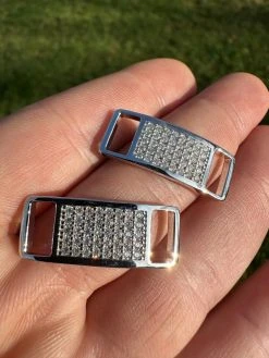 Iced Out Solid 925 Sterling Silver Moissanite Iced Lace Locks For Sneakers AF1 Etc -Harlem Bling Shop iced out solid 925 sterling silver moissanite iced lace locks for sneakers af1 etc 48600.1702183435