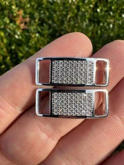 Iced Out Solid 925 Sterling Silver Moissanite Iced Lace Locks For Sneakers AF1 Etc -Harlem Bling Shop iced out solid 925 sterling silver moissanite iced lace locks for sneakers af1 etc 96332.1702183448