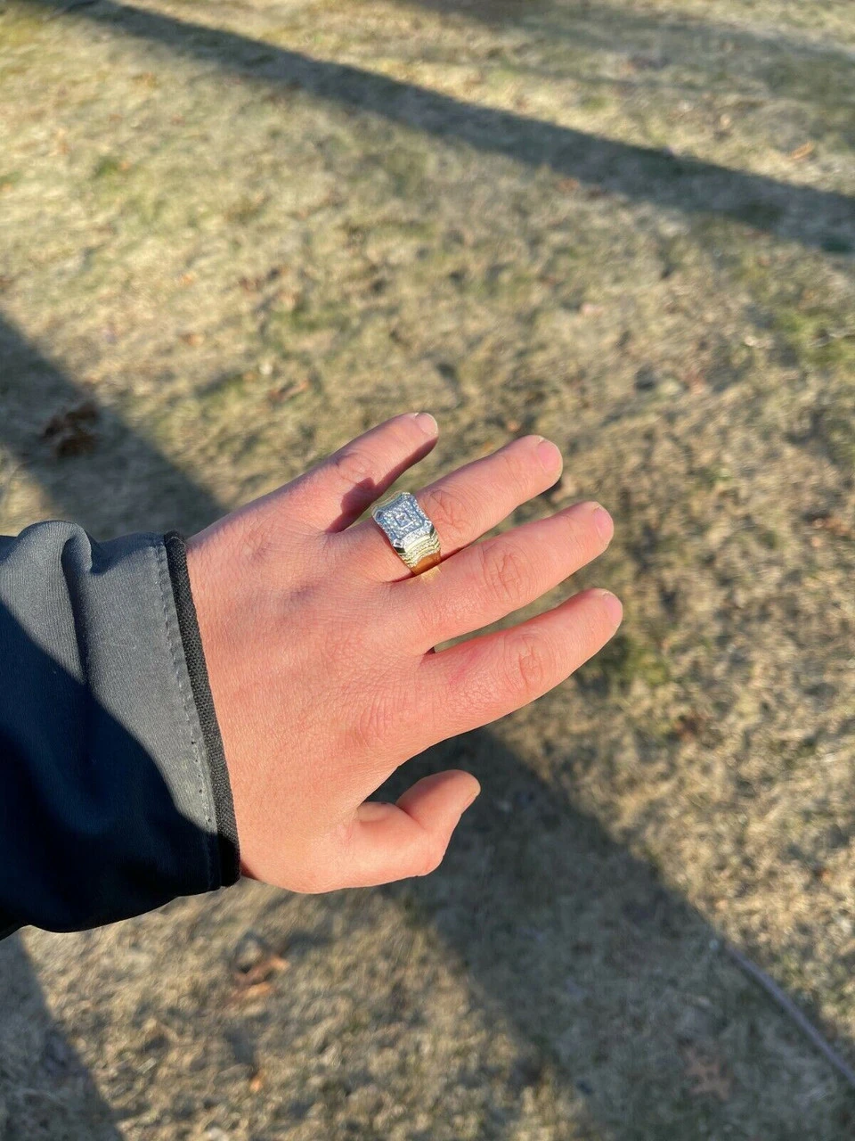 14k Gold & Real Solid 925 Silver Diamond Iced Baguette Mens Pinky Square RING Band 17 14k Gold & Real Solid 925 Silver Diamond Iced Baguette Mens Pinky Square RING Band - Image 15