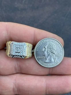 14k Gold & Real Solid 925 Silver Diamond Iced Baguette Mens Pinky Square RING Band 28 14k Gold & Real Solid 925 Silver Diamond Iced Baguette Mens Pinky Square RING Band -Harlem Bling Shop italiano silver inc 14k gold and real solid 925 silver diamond iced baguette mens pinky square ring band 34272.1664381046