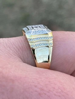14k Gold & Real Solid 925 Silver Diamond Iced Baguette Mens Pinky Square RING Band 23 14k Gold & Real Solid 925 Silver Diamond Iced Baguette Mens Pinky Square RING Band -Harlem Bling Shop italiano silver inc 14k gold and real solid 925 silver diamond iced baguette mens pinky square ring band 69038.1664382286