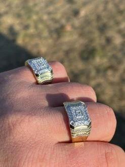 14k Gold & Real Solid 925 Silver Diamond Iced Baguette Mens Pinky Square RING Band 22 14k Gold & Real Solid 925 Silver Diamond Iced Baguette Mens Pinky Square RING Band -Harlem Bling Shop italiano silver inc 14k gold and real solid 925 silver diamond iced baguette mens pinky square ring band 71578.1664399719