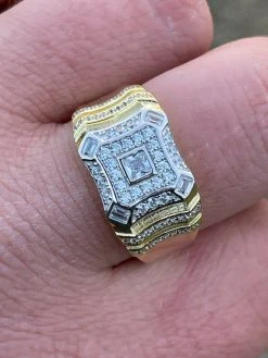 14k Gold & Real Solid 925 Silver Diamond Iced Baguette Mens Pinky Square RING Band 30 14k Gold & Real Solid 925 Silver Diamond Iced Baguette Mens Pinky Square RING Band -Harlem Bling Shop italiano silver inc 14k gold and real solid 925 silver diamond iced baguette mens pinky square ring band 89826.1664386444