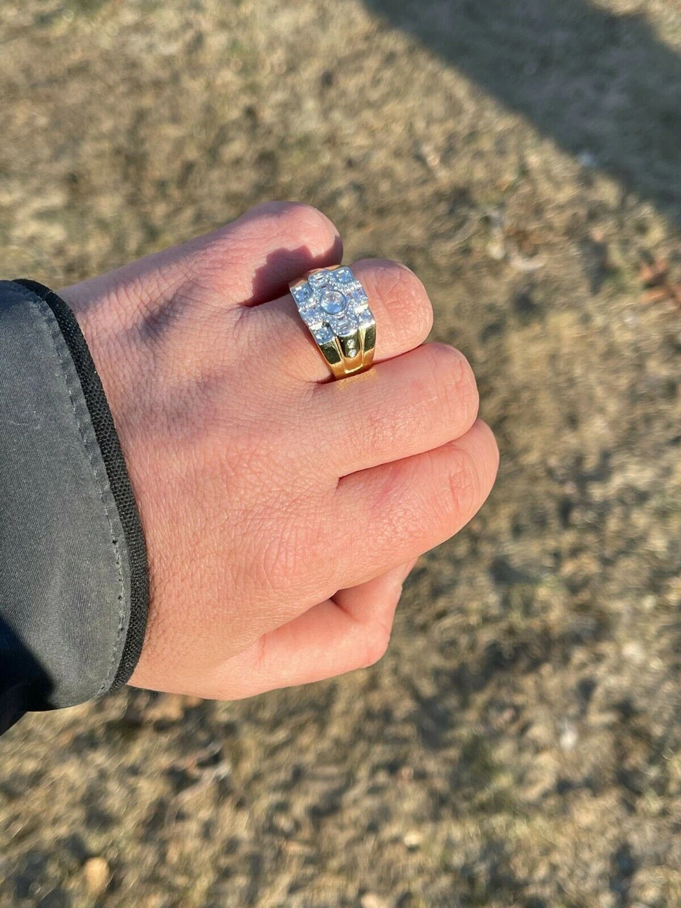 14k Gold & Real Solid 925 Silver Diamond Iced Baguette Mens Pinky Square RING 12 14k Gold & Real Solid 925 Silver Diamond Iced Baguette Mens Pinky Square RING - Image 10
