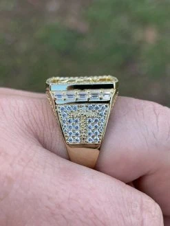 14k Gold & Solid 925 Silver Iced Flooded Out Baguette Diamond Pinky Cross Ring -Harlem Bling Shop italiano silver inc 14k gold and solid 925 silver iced flooded out baguette diamond pinky cross ring 39249.1664380341