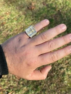 14k Gold & Solid 925 Silver Iced Flooded Out Baguette Diamond Pinky Cross Ring -Harlem Bling Shop italiano silver inc 14k gold and solid 925 silver iced flooded out baguette diamond pinky cross ring 97669.1664397046