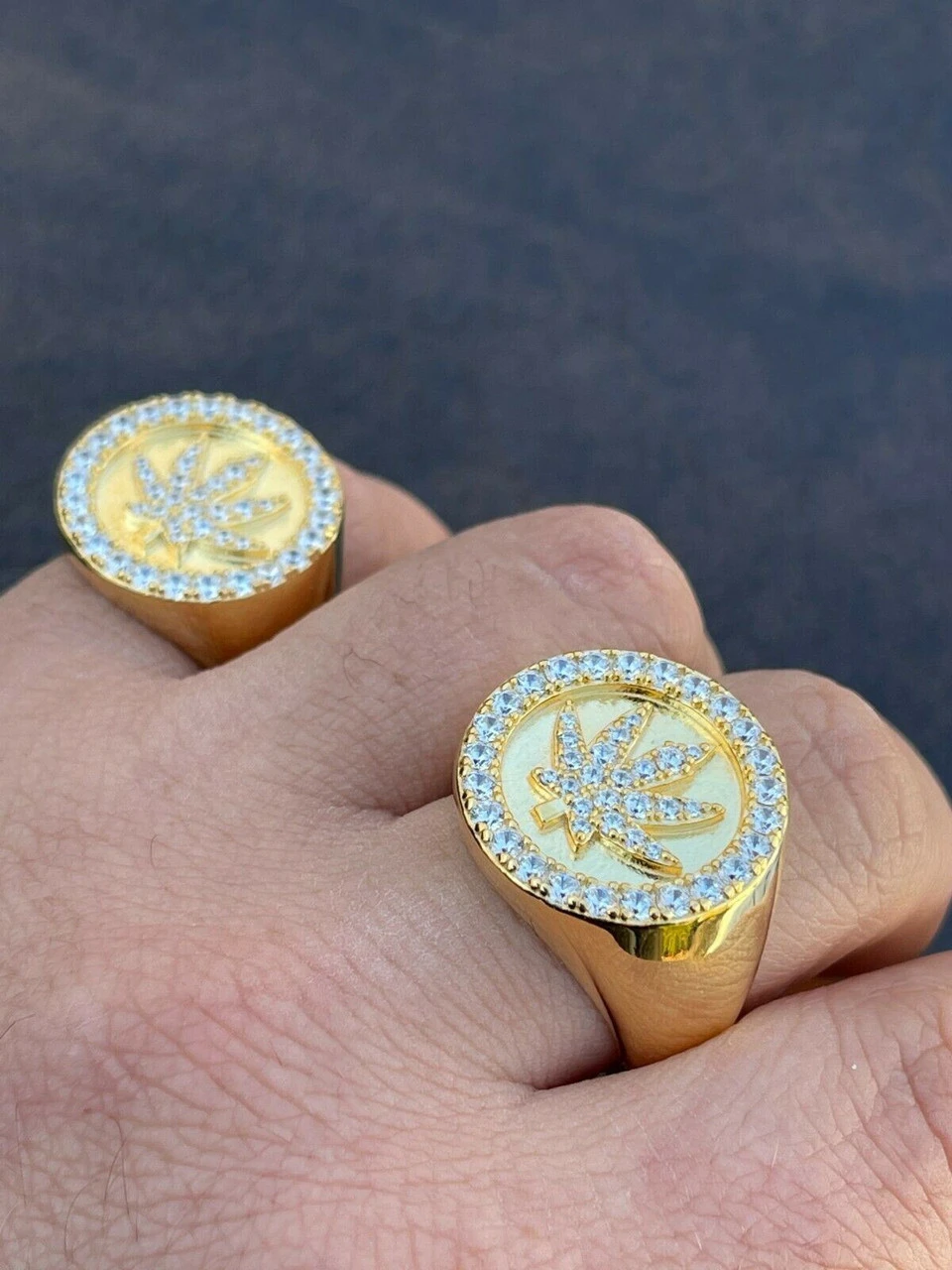 14k Gold & Solid 925 Sterling Silver Iced Weed Marijuana Leaf Ring Flooded Out 11 14k Gold & Solid 925 Sterling Silver Iced Weed Marijuana Leaf Ring Flooded Out - Image 9