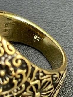 14k Gold Over Real 925 Sterling Silver Calavera Day Of Dead Sugar Skull Ring -Harlem Bling Shop italiano silver inc 14k gold over real 925 sterling silver calavera day of dead sugar skull ring 29712.1664379175