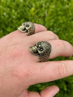 14k Gold Over Real 925 Sterling Silver Calavera Day Of Dead Sugar Skull Ring -Harlem Bling Shop italiano silver inc 14k gold over real 925 sterling silver calavera day of dead sugar skull ring 41677.1664371995