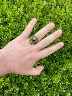 14k Gold Over Real 925 Sterling Silver Calavera Day Of Dead Sugar Skull Ring -Harlem Bling Shop italiano silver inc 14k gold over real 925 sterling silver calavera day of dead sugar skull ring 83288.1664385055