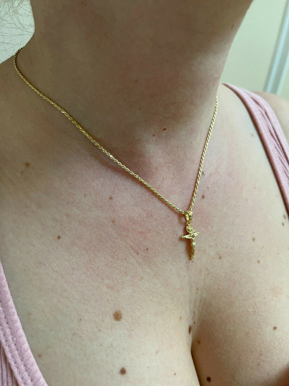 14k Gold Over Real Solid 925 Silver Cross Jesus Piece Crucifix Pendant Necklace 12 14k Gold Over Real Solid 925 Silver Cross Jesus Piece Crucifix Pendant Necklace - Image 10