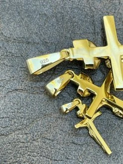 14k Gold Over Real Solid 925 Silver Cross Jesus Piece Crucifix Pendant Necklace 21 14k Gold Over Real Solid 925 Silver Cross Jesus Piece Crucifix Pendant Necklace -Harlem Bling Shop italiano silver inc 14k gold over real solid 925 silver cross jesus piece crucifix pendant necklace 65073.1664377355