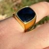 14k Gold Over Real Solid 925 Sterling Silver Black Onyx Stone Mens Signet Ring -Harlem Bling Shop italiano silver inc 14k gold over real solid 925 sterling silver black onyx stone mens signet ring 07649.1664400178