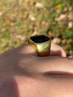 14k Gold Over Real Solid 925 Sterling Silver Black Onyx Stone Mens Signet Ring -Harlem Bling Shop italiano silver inc 14k gold over real solid 925 sterling silver black onyx stone mens signet ring 08922.1664389172