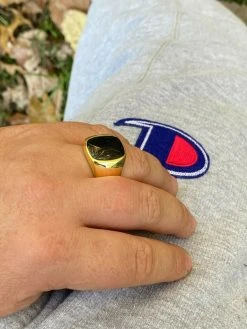 14k Gold Over Real Solid 925 Sterling Silver Black Onyx Stone Mens Signet Ring -Harlem Bling Shop italiano silver inc 14k gold over real solid 925 sterling silver black onyx stone mens signet ring 41773.1664383082