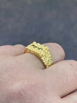 14k Gold Over REAL Solid 925 Sterling Silver Nugget Ring Iced Baguette Diamonds -Harlem Bling Shop italiano silver inc 14k gold over real solid 925 sterling silver nugget ring iced baguette diamonds 16447.1664397952