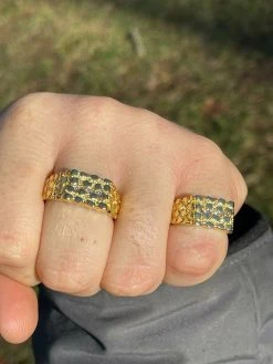 14k Gold Over REAL Solid 925 Sterling Silver Nugget Ring Iced Baguette Diamonds -Harlem Bling Shop italiano silver inc 14k gold over real solid 925 sterling silver nugget ring iced baguette diamonds 44610.1664399957