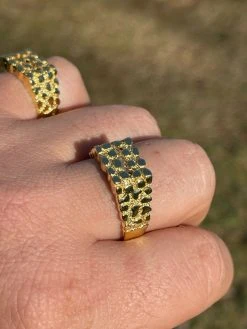 14k Gold Over REAL Solid 925 Sterling Silver Nugget Ring Iced Baguette Diamonds -Harlem Bling Shop italiano silver inc 14k gold over real solid 925 sterling silver nugget ring iced baguette diamonds 90023.1664389415