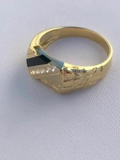 14k Gold Plated 925 Silver Nugget Black Onyx Iced Simulated Diamond Ring Hip Hop -Harlem Bling Shop italiano silver inc 14k gold plated 925 silver nugget black onyx iced simulated diamond ring hip hop 20726.1664543954
