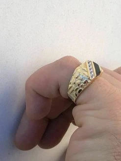 14k Gold Plated 925 Silver Nugget Black Onyx Iced Simulated Diamond Ring Hip Hop -Harlem Bling Shop italiano silver inc 14k gold plated 925 silver nugget black onyx iced simulated diamond ring hip hop 90595.1664543887