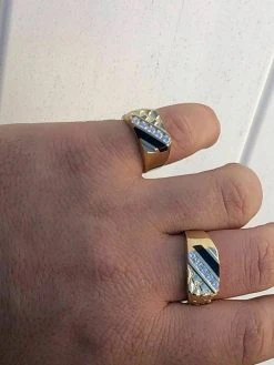 14k Gold Plated 925 Silver Nugget Black Onyx Iced Simulated Diamond Ring Hip Hop -Harlem Bling Shop italiano silver inc 14k gold plated 925 silver nugget black onyx iced simulated diamond ring hip hop 93468.1664543867