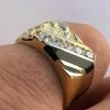 14k Gold Plated 925 Silver Nugget Black Onyx Iced Simulated Diamond Ring Hip Hop