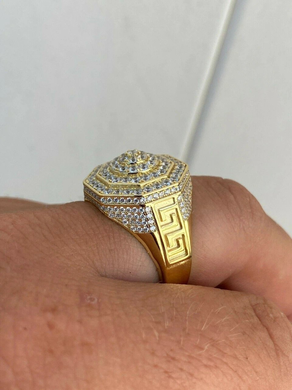 14k Gold Vermeil 925 Hip Hop RING Super Iced Moissanite Pass Diamond Test Pinky 10 14k Gold Vermeil 925 Hip Hop RING Super Iced Moissanite Pass Diamond Test Pinky - Image 8
