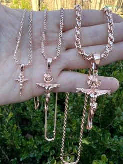 14k Rose Gold Plate Solid 925 Silver Cross Jesus Piece Crucifix Pendant Necklace 25 14k Rose Gold Plate Solid 925 Silver Cross Jesus Piece Crucifix Pendant Necklace -Harlem Bling Shop italiano silver inc 14k rose gold plate solid 925 silver cross jesus piece crucifix pendant necklace 05078.1674668583