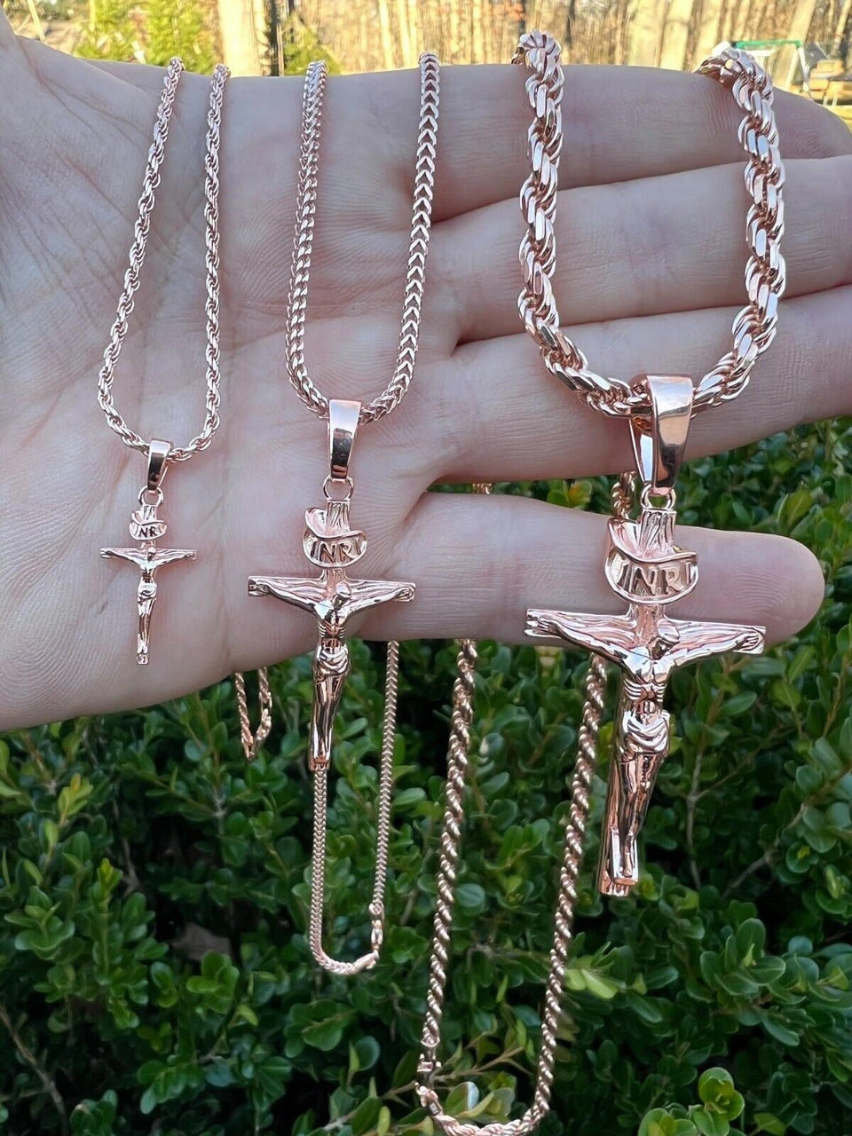 14k Rose Gold Plate Solid 925 Silver Cross Jesus Piece Crucifix Pendant Necklace 12 14k Rose Gold Plate Solid 925 Silver Cross Jesus Piece Crucifix Pendant Necklace - Image 10