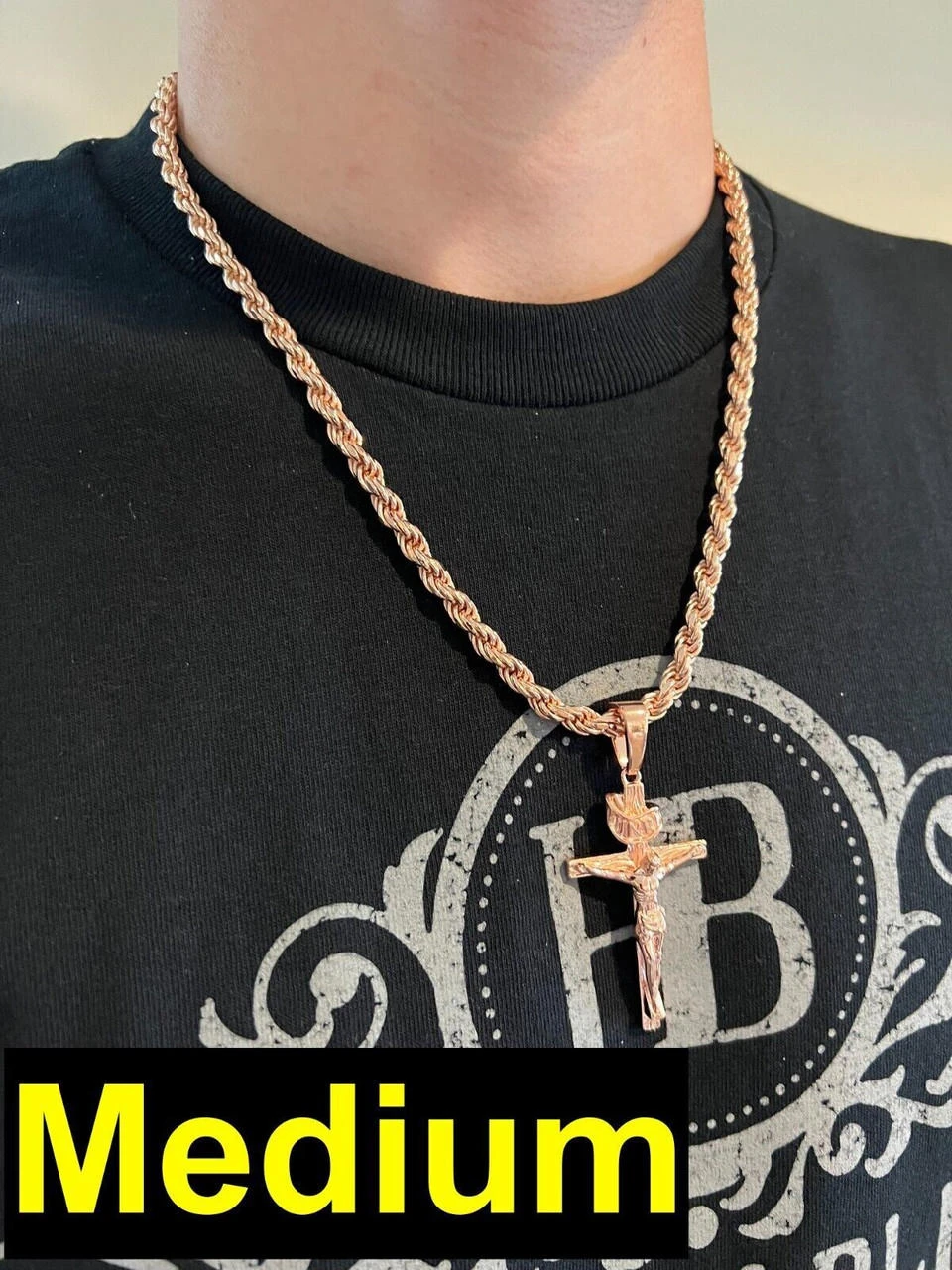 14k Rose Gold Plate Solid 925 Silver Cross Jesus Piece Crucifix Pendant Necklace 6 14k Rose Gold Plate Solid 925 Silver Cross Jesus Piece Crucifix Pendant Necklace - Image 4