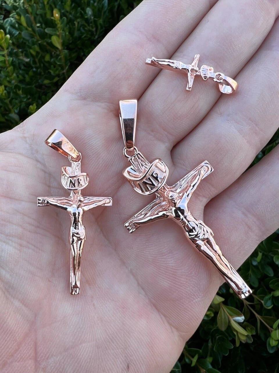 14k Rose Gold Plate Solid 925 Silver Cross Jesus Piece Crucifix Pendant Necklace 5 14k Rose Gold Plate Solid 925 Silver Cross Jesus Piece Crucifix Pendant Necklace - Image 3