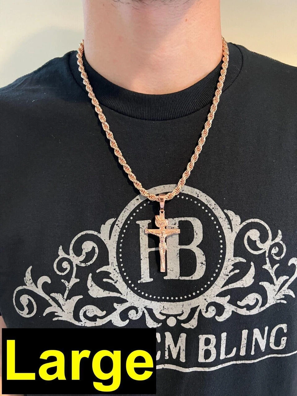 14k Rose Gold Plate Solid 925 Silver Cross Jesus Piece Crucifix Pendant Necklace 7 14k Rose Gold Plate Solid 925 Silver Cross Jesus Piece Crucifix Pendant Necklace - Image 5