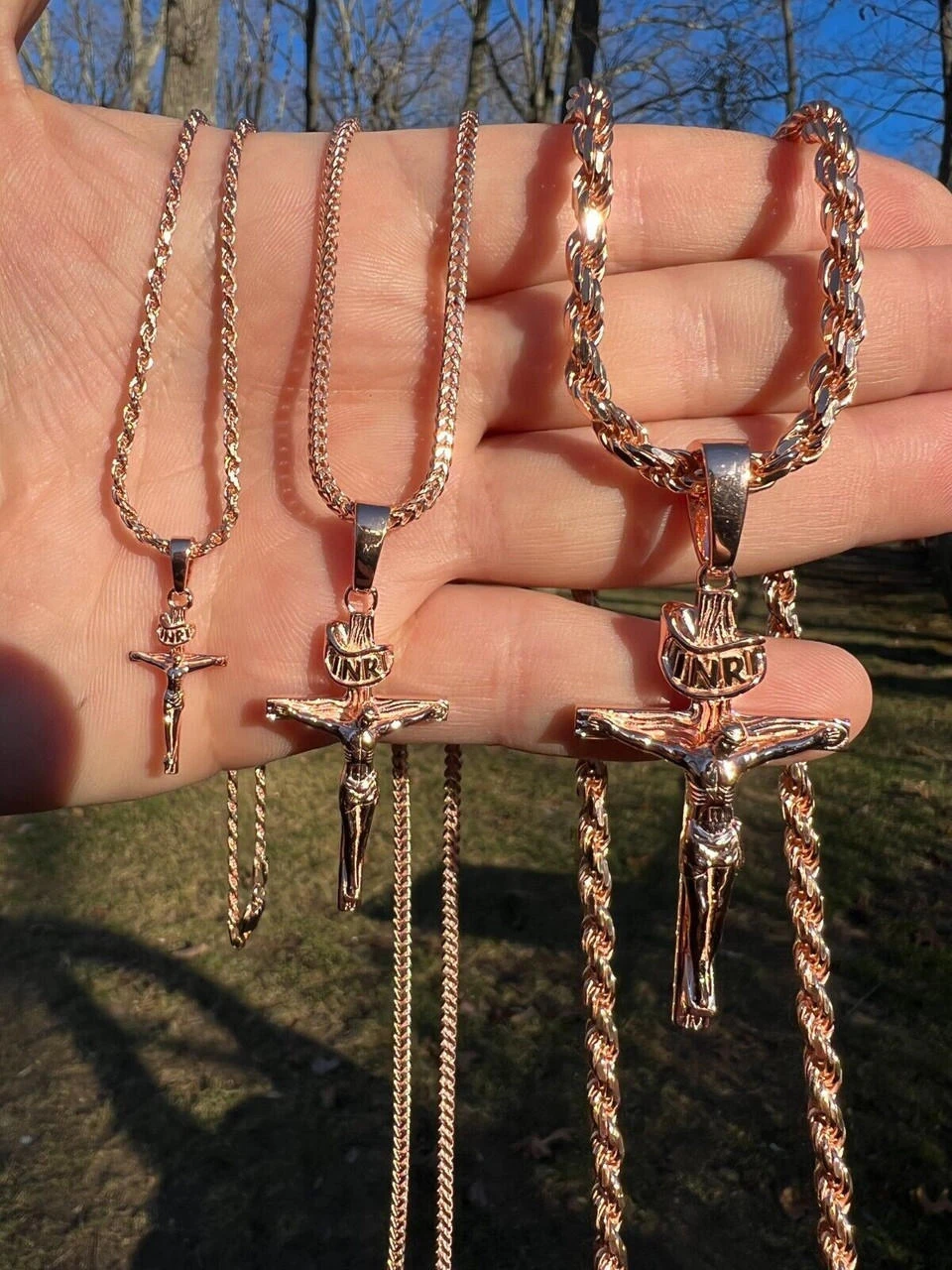 14k Rose Gold Plate Solid 925 Silver Cross Jesus Piece Crucifix Pendant Necklace 13 14k Rose Gold Plate Solid 925 Silver Cross Jesus Piece Crucifix Pendant Necklace - Image 11