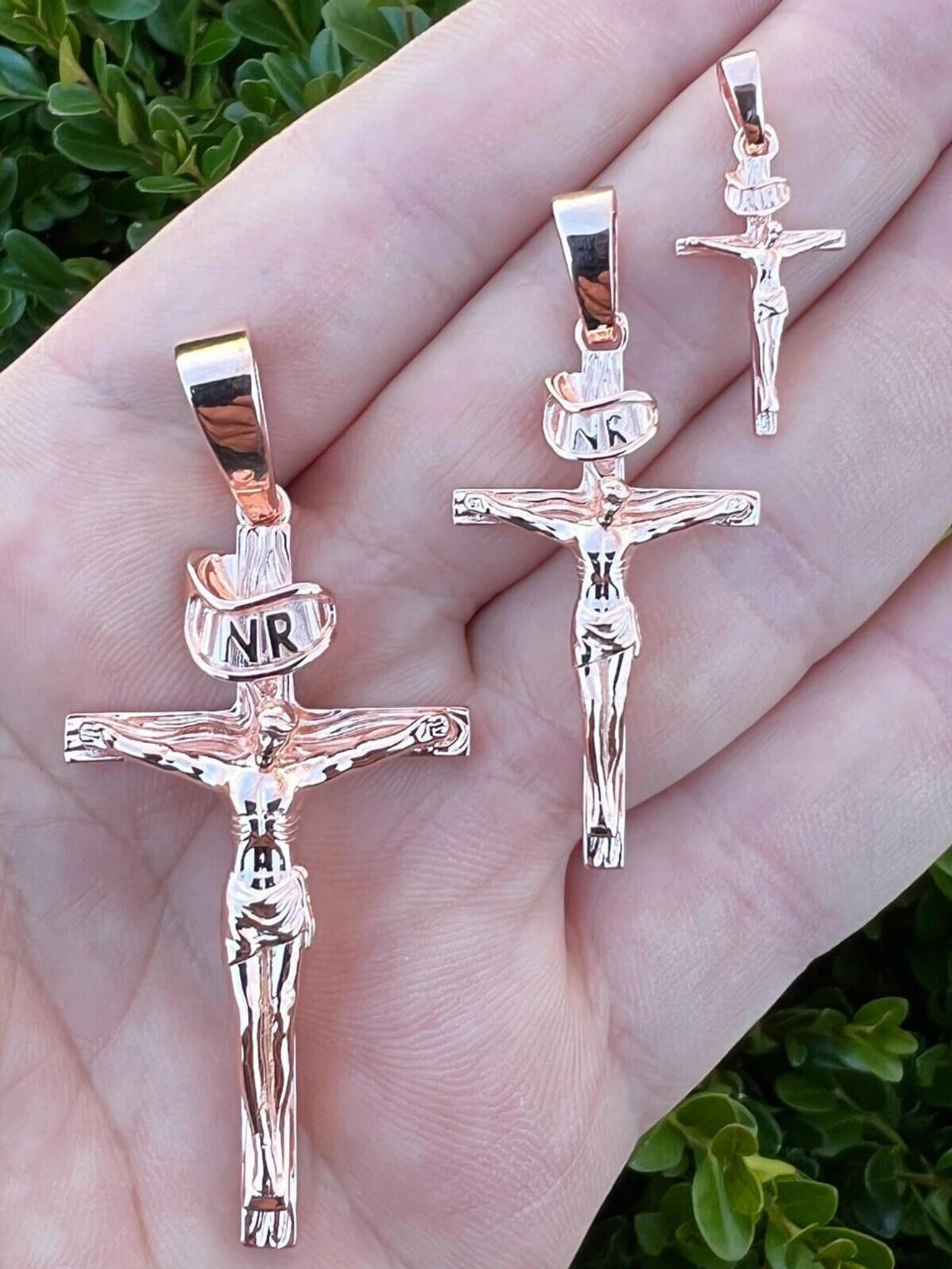 14k Rose Gold Plate Solid 925 Silver Cross Jesus Piece Crucifix Pendant Necklace 3 14k Rose Gold Plate Solid 925 Silver Cross Jesus Piece Crucifix Pendant Necklace
