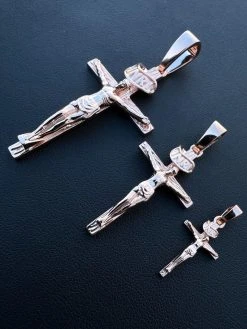 14k Rose Gold Plate Solid 925 Silver Cross Jesus Piece Crucifix Pendant Necklace 23 14k Rose Gold Plate Solid 925 Silver Cross Jesus Piece Crucifix Pendant Necklace -Harlem Bling Shop italiano silver inc 14k rose gold plate solid 925 silver cross jesus piece crucifix pendant necklace 95009.1674668640