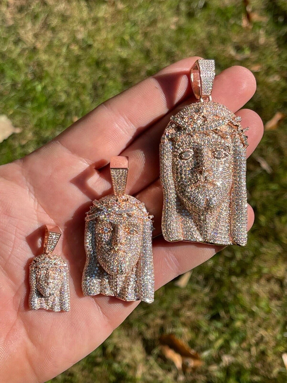 14k Rose Gold Vermeil Fully Iced MOISSANITE Jesus Piece Pendant Diamond Tester ✅ 10 14k Rose Gold Vermeil Fully Iced MOISSANITE Jesus Piece Pendant Diamond Tester ✅ - Image 8