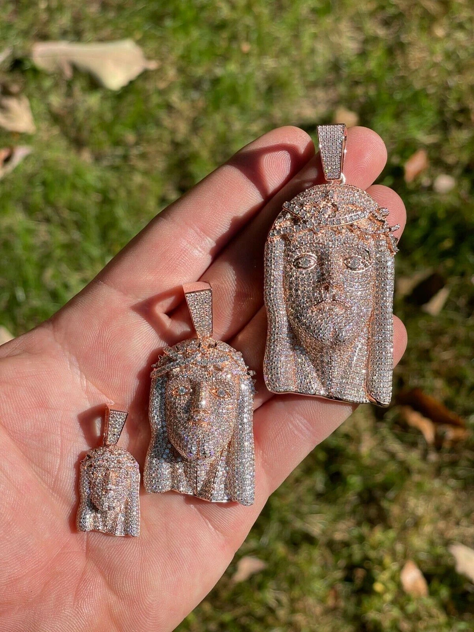 14k Rose Gold Vermeil Fully Iced MOISSANITE Jesus Piece Pendant Diamond Tester ✅ 9 14k Rose Gold Vermeil Fully Iced MOISSANITE Jesus Piece Pendant Diamond Tester ✅ - Image 7