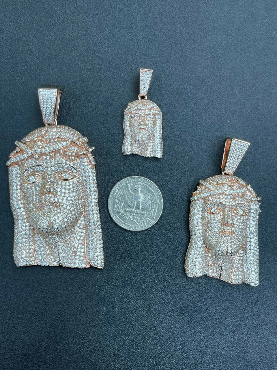 14k Rose Gold Vermeil Fully Iced MOISSANITE Jesus Piece Pendant Diamond Tester ✅ 11 14k Rose Gold Vermeil Fully Iced MOISSANITE Jesus Piece Pendant Diamond Tester ✅ - Image 9