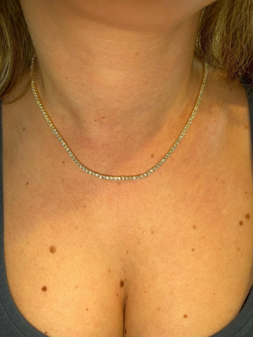 2mm MOISSANITE 14k Gold Vermeil Silver Tennis Chain Necklace Pass Diamond Test 11 2mm MOISSANITE 14k Gold Vermeil Silver Tennis Chain Necklace Pass Diamond Test - Image 9