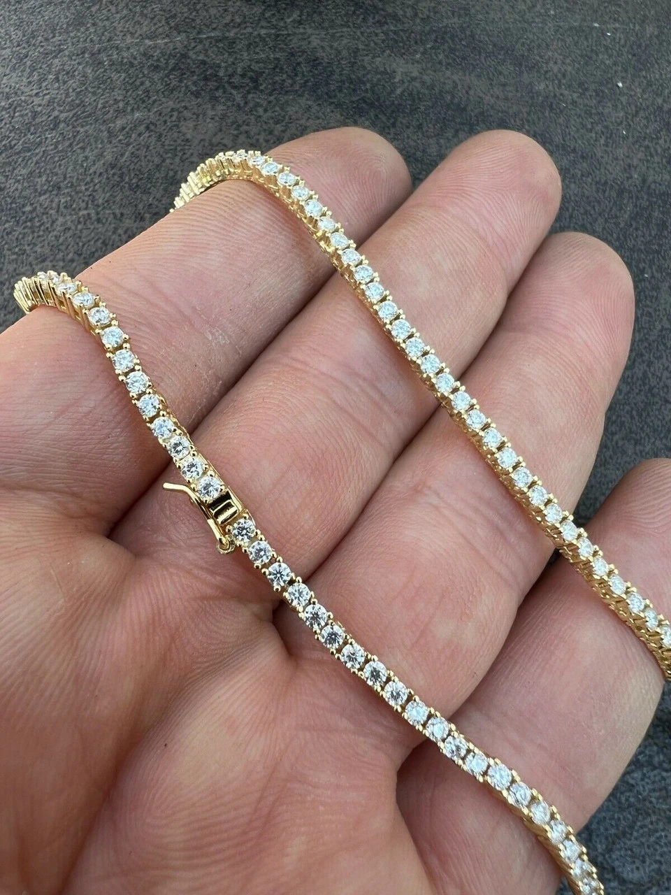 2mm MOISSANITE 14k Gold Vermeil Silver Tennis Chain Necklace Pass Diamond Test 4 2mm MOISSANITE 14k Gold Vermeil Silver Tennis Chain Necklace Pass Diamond Test - Image 2