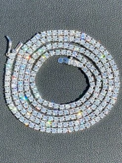 2mm MOISSANITE Tennis Necklace Passes Diamond Tester