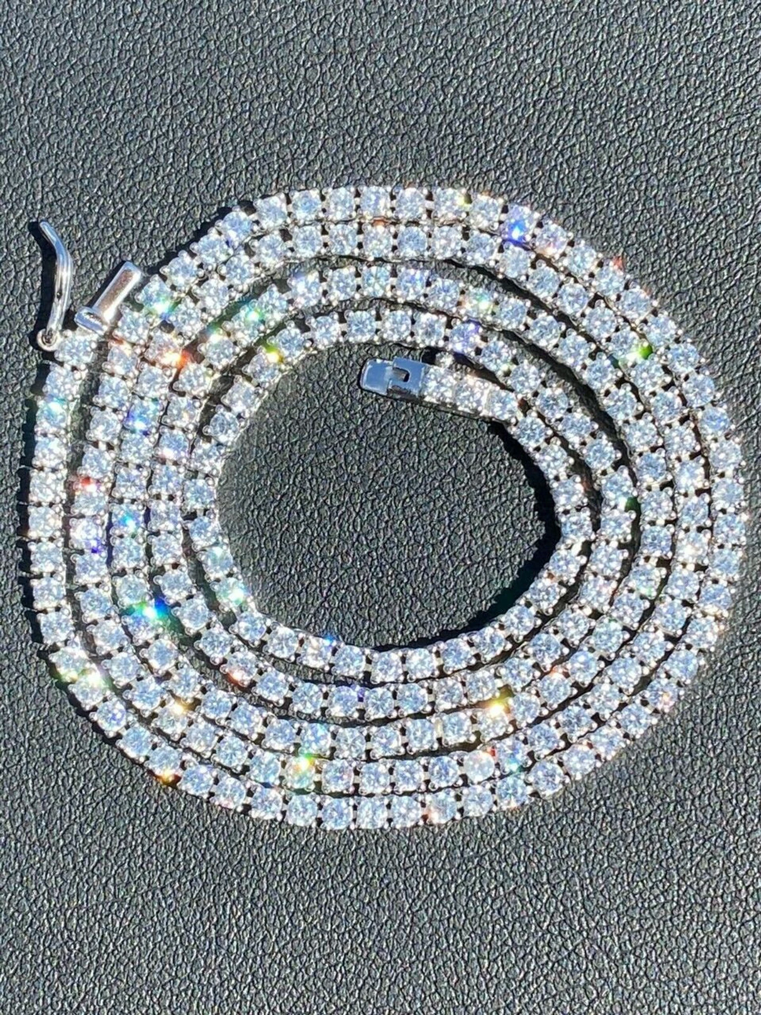 2mm MOISSANITE Tennis Necklace Passes Diamond Tester 3 2mm MOISSANITE Tennis Necklace Passes Diamond Tester