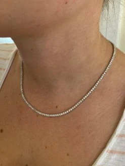 2mm MOISSANITE Tennis Necklace Passes Diamond Tester 20 2mm MOISSANITE Tennis Necklace Passes Diamond Tester -Harlem Bling Shop italiano silver inc 2mm moissanite tennis necklace passes diamond tester 91740.1665669992