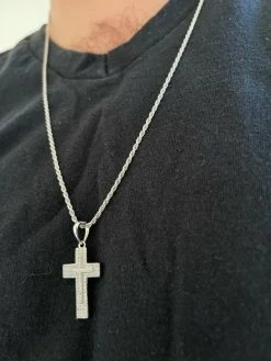 925 Sterling Silver Cross Pendant Necklace Iced MOISSANITE Passes Diamond Tester 25 925 Sterling Silver Cross Pendant Necklace Iced MOISSANITE Passes Diamond Tester -Harlem Bling Shop italiano silver inc 925 sterling silver cross pendant necklace iced moissanite passes diamond tester 07755.1664389929