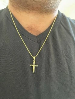 925 Sterling Silver Plain Gold Cross Jesus Crucifix Pendant Necklace Small 1" 20 925 Sterling Silver Plain Gold Cross Jesus Crucifix Pendant Necklace Small 1" -Harlem Bling Shop italiano silver inc 925 sterling silver plain gold cross jesus crucifix pendant necklace small 1 32486.1664392677