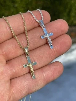 925 Sterling Silver Plain Gold Cross Jesus Crucifix Pendant Necklace Small 1" 18 925 Sterling Silver Plain Gold Cross Jesus Crucifix Pendant Necklace Small 1" -Harlem Bling Shop italiano silver inc 925 sterling silver plain gold cross jesus crucifix pendant necklace small 1 38515.1664393747