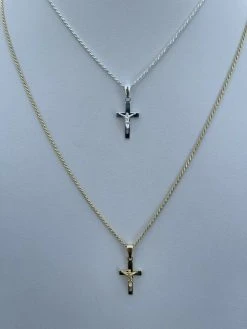 925 Sterling Silver Plain Gold Cross Jesus Crucifix Pendant Necklace Small 1" 16 925 Sterling Silver Plain Gold Cross Jesus Crucifix Pendant Necklace Small 1" -Harlem Bling Shop italiano silver inc 925 sterling silver plain gold cross jesus crucifix pendant necklace small 1 78977.1664394889