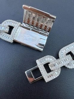 Baguette MOISSANITE Solid 925 Silver Gucci Link Chain Necklace Pass Diamond Test 38 Baguette MOISSANITE Solid 925 Silver Gucci Link Chain Necklace Pass Diamond Test -Harlem Bling Shop italiano silver inc baguette moissanite solid 925 silver gucci link chain necklace pass diamond test 34107.1669562889